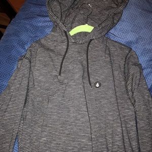 Mens Hooded T shirt Hoodie Black Stripes